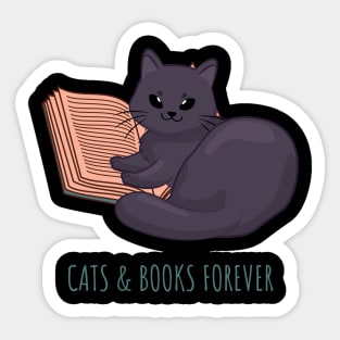 Easily Distracted by Cats and Books Sticker